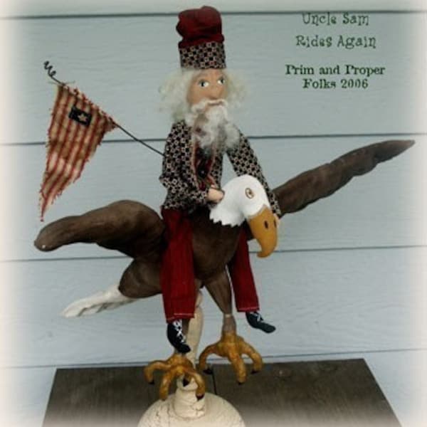 Primitive Folk Art American Bald Eagle Mailed pattern