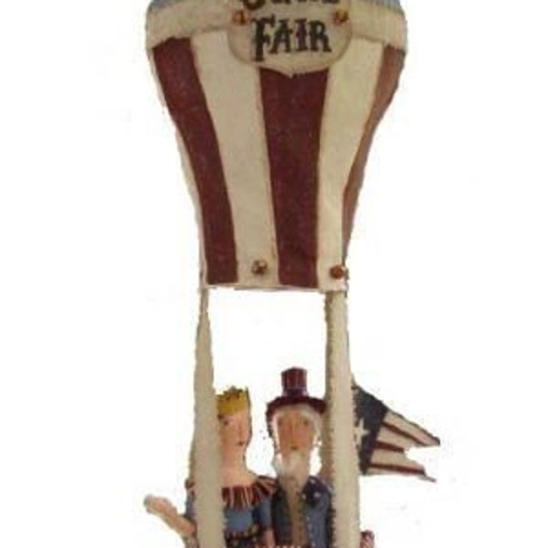 PrimitiveFolk Art Americana State Fair Hot Air Balloon Uncle Sam Lady Liberty - Mailed Pattern