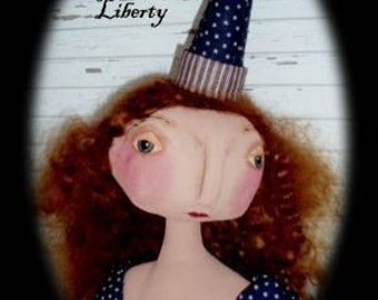 Primitive Folk Art Americana Patriotic Lady Liberty Doll Mailed Pattern