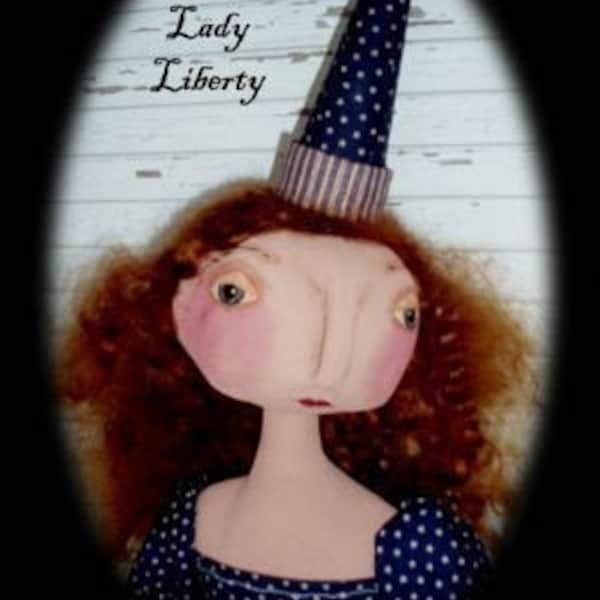 Primitive Folk Art Americana Patriotic Lady Liberty Doll Mailed Pattern