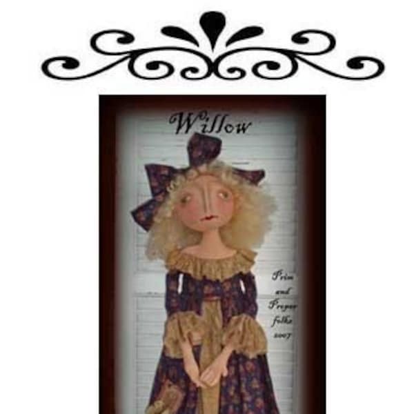 Primitive Folk Art Romantic Doll - Willow - Mailed Pattern