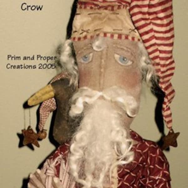 Primitive Folk Art Holiday Blessings Santa and Crow Epattern