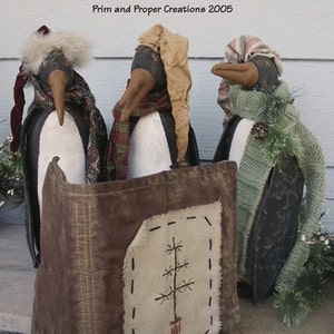 Primitive Folk Art Whimsical Holiday Penguin Epattern