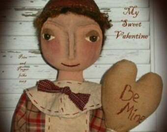 Primitive Folk Art Boy Doll - My Sweet Valentine Doll EPattern