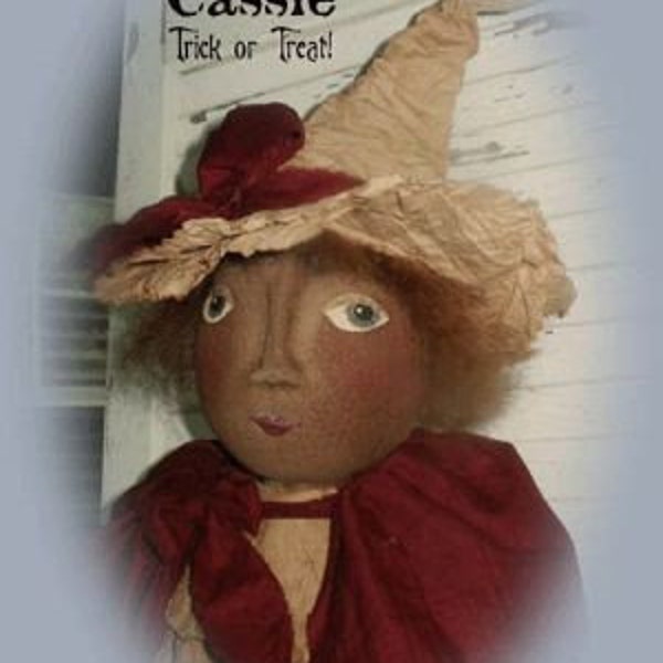 Primitive Folk Art Halloween Witch Doll  - Cassie and Pumpkin Head Epattern