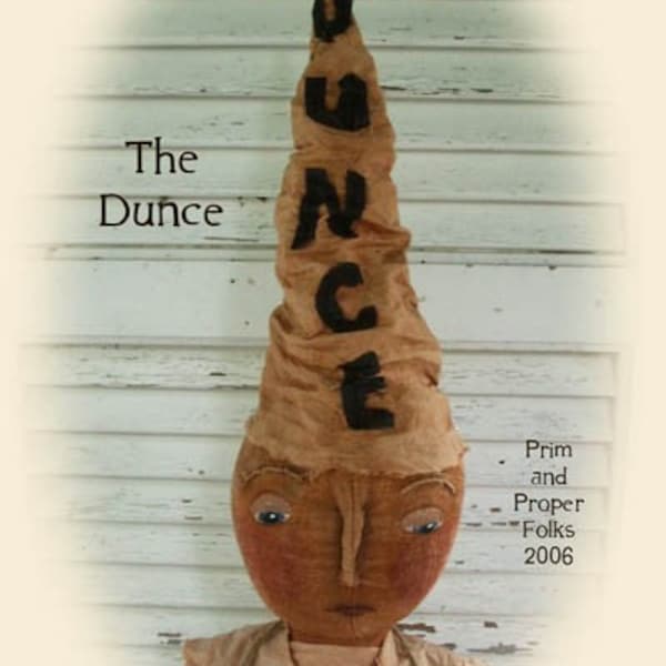 Primitive Folk Art Whimsical Boy Doll  - The Dunce Doll - Epattern