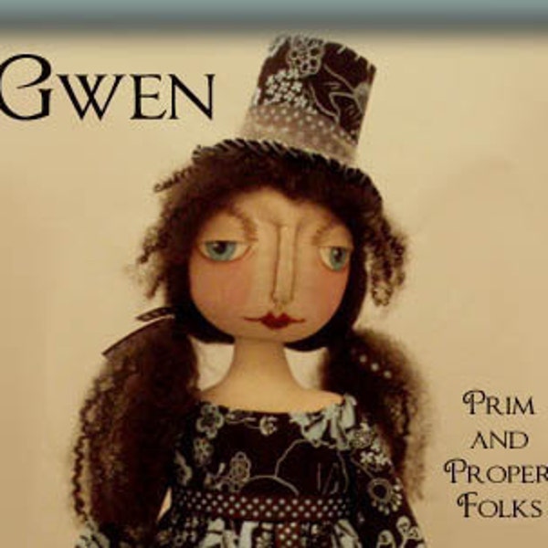 Gwen - for the love of bluebirds - Primitive Folk Art doll epattern