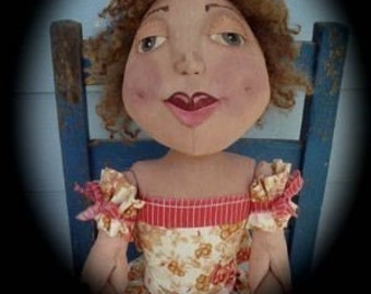 Large Primitive Folk ARt Doll - Samantha Jo - Mailed Pattern