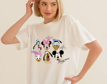 Retro Mickey and Friends Signatures Comfort Colors T-shirt