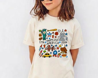 Comfort Colors 4th Of July Shirt, USA America Flag T-Shirt | July 4 Kids Outfit