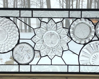 stained glass all Clear Collage Plate window panel Transom