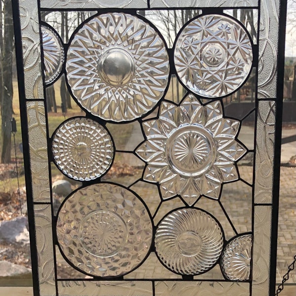 stained glass all Clear Collage Plate window panel