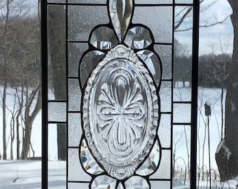 stained glass window panel clear Cambridge Caprice