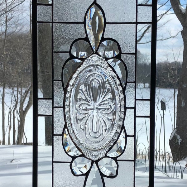 stained glass window panel clear Cambridge Caprice