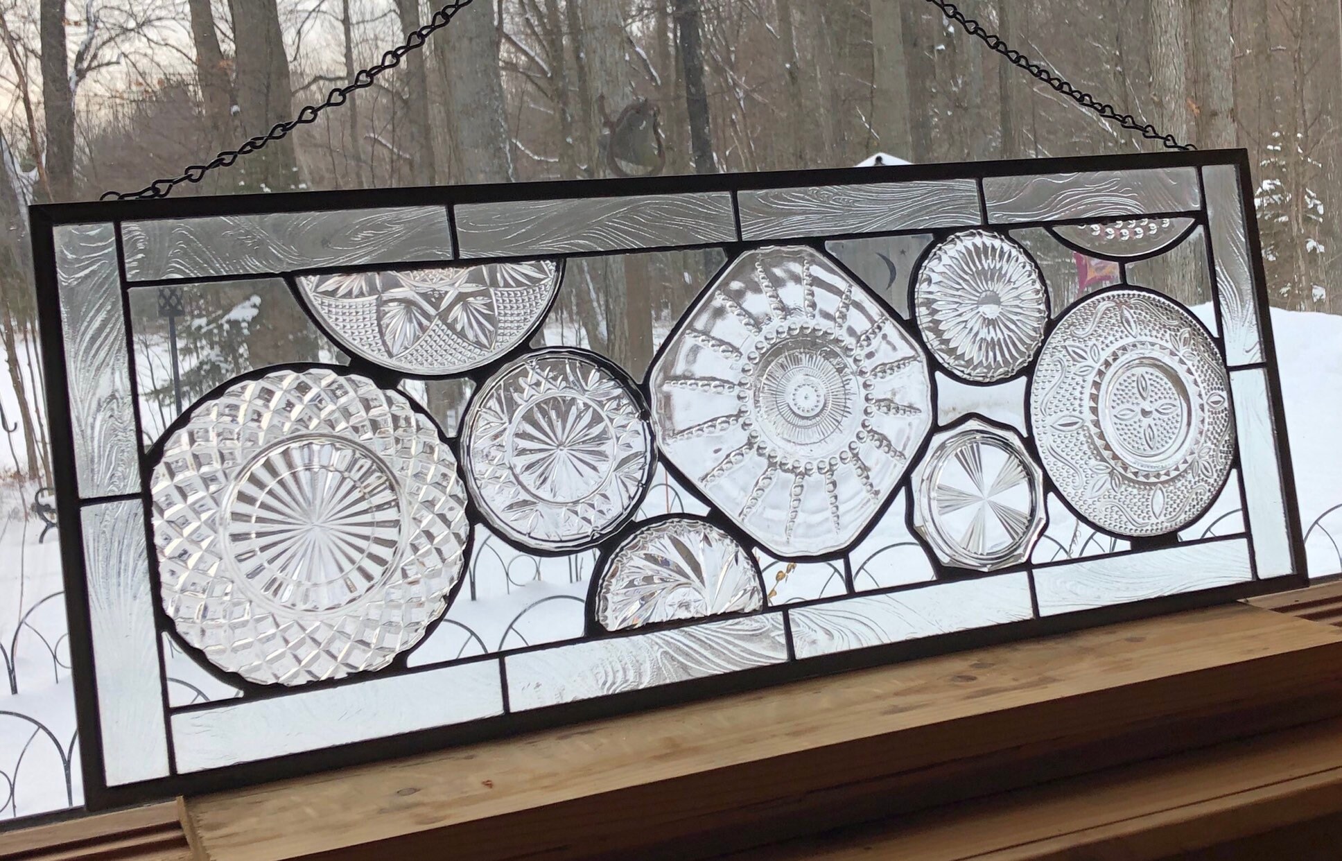 Stained glass all Clear Collage Plate window panel Large Etsy