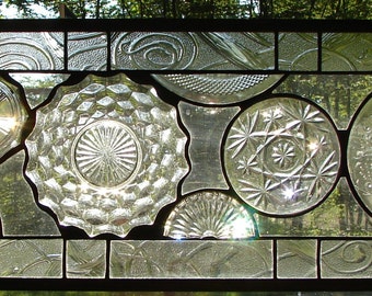 stained glass Vintage all Clear Plate panel custom available