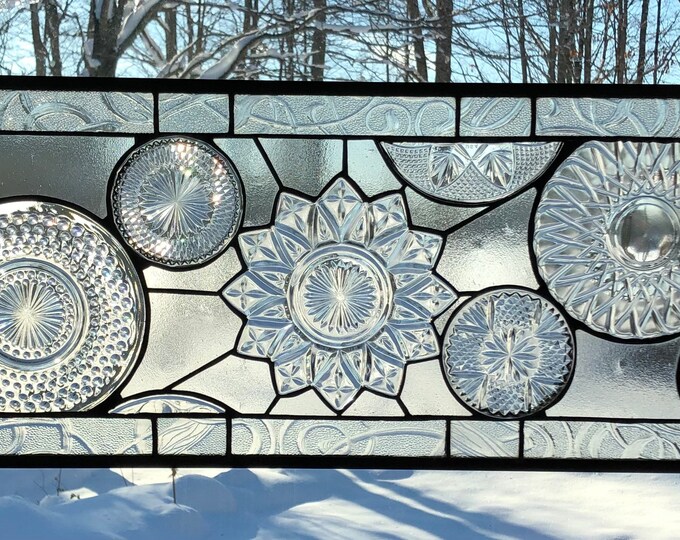 Stained Glass Frosted All Clear Collage Plate Window Panel Etsy