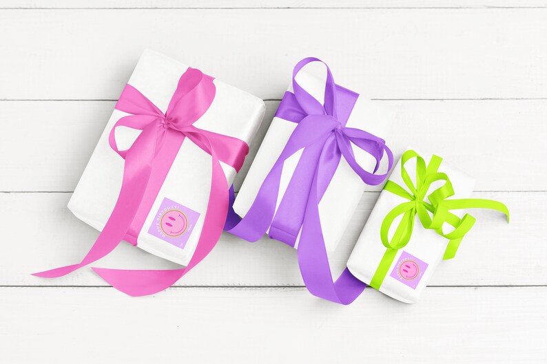 Neon Pink+ Purple Smiley Face Printable Gift Tag Sticker - Birthday ...