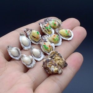 1/12  Scale Realistic Miniature Oyster - Dollhouse Food | Fake Food, Miniature Seafood | One Inch Scale | Tiny Stuff, Mini Things,Doll Food