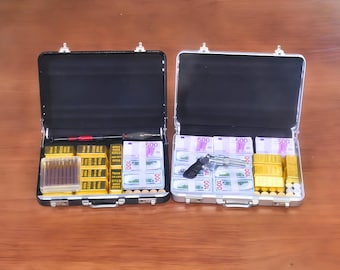 1:6 Scale Mini Briefcase Set, Gold Bars, RPG Model, Dollhouse Prop
