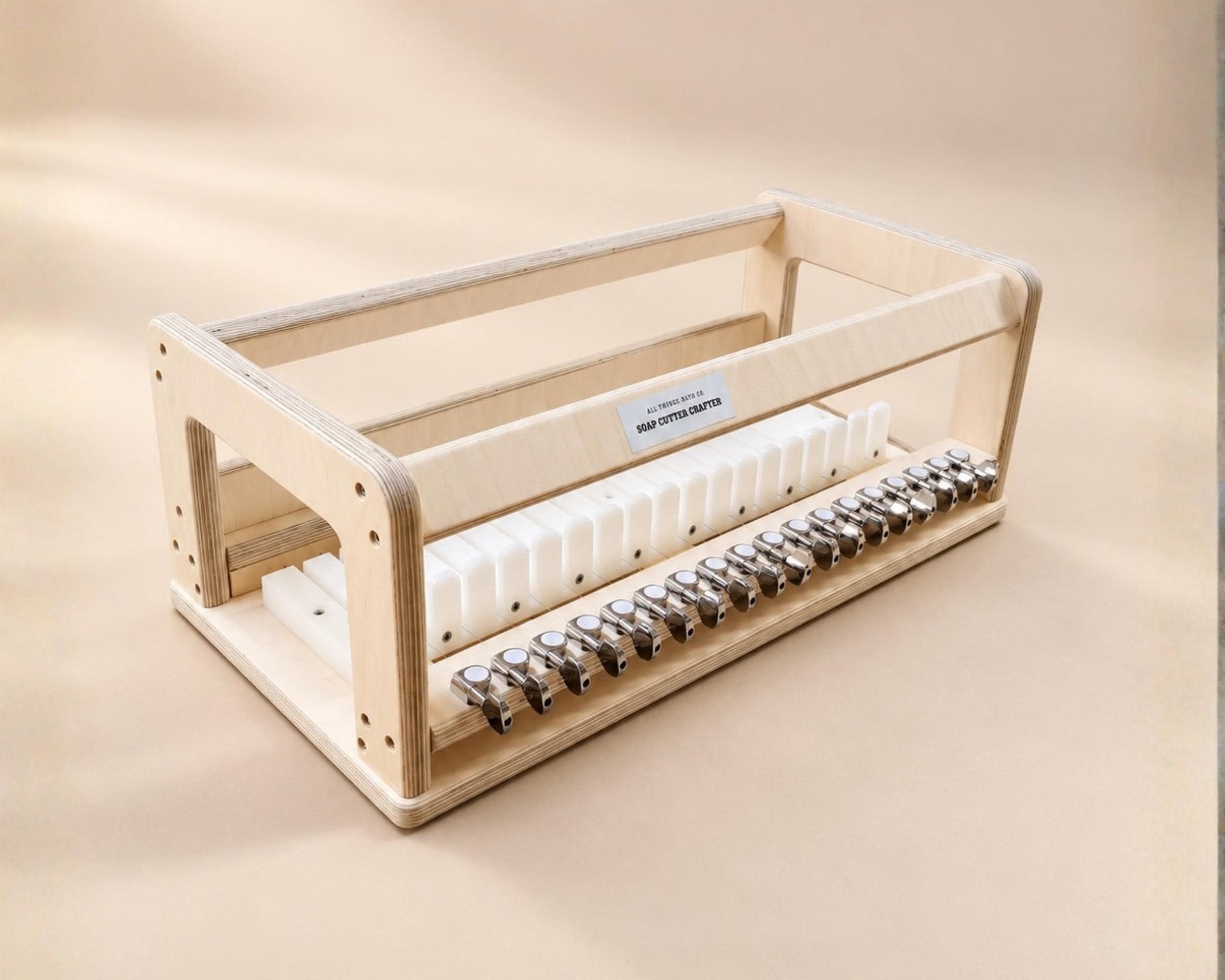 Custom 18-Wire Soap Cutter: Personalized Wooden Multi-Bar Slicer with Logo, Classic Model