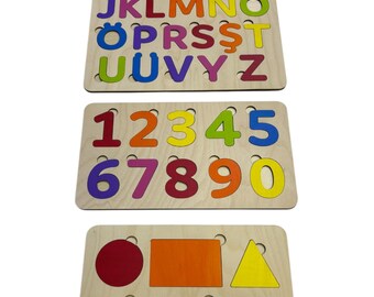 Montessori Wooden English Alphabet Matching Puzzle: Uppercase & Lowercase Letter Board for Preschoolers