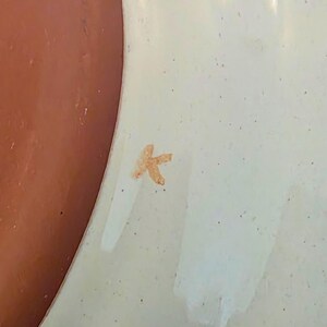 Vintage Mackenzie Childs Hand Painted 12" Gold Rim Terracotta Charger Cottage Style Checker Floral Design Orange Marmalade Collection image 7