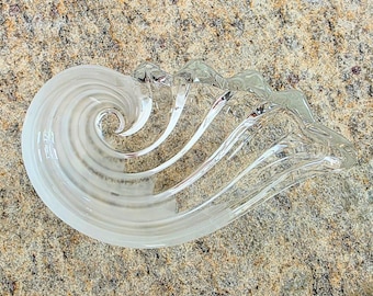 Vintage Glass Dish Shell Trinket Holder Jewelry Tray Ring Catchall Bowl Storage Container Vanity Organizer Bedroom Nightstand Accessory