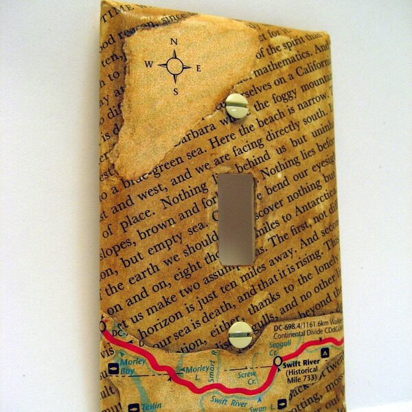 Navigation Light Switch Plate (Vintage text, Map, Old World, Compass)