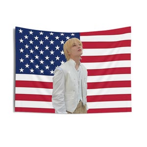 STRAY KIDS Hyunjin America Flag Banner, Skz Tour Kpop Flag