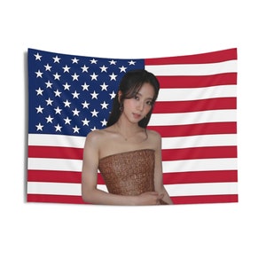 Black Pink Jisoo American Flag banner, Black Pink Jisoo Kpop Flag Tapestry, Gift for Black Pink Jisoo Fan, Kpop Home decor, Black Pink Merch