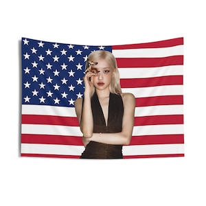 Rose Black Pink American Flag banner, Black Pink Rose Kpop Flag Tapestry, Gift for Black Pink Rose Fan, Kpop Home decor, Black Pink Merch