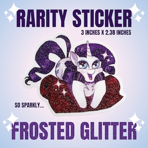 Rarity Glitter Sticker | 3&quot; x 2.38&quot; | MLP