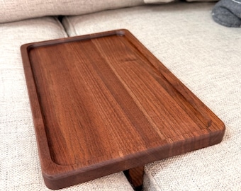 Solid Walnut Couch Tray – Compact Handmade Sofa Table