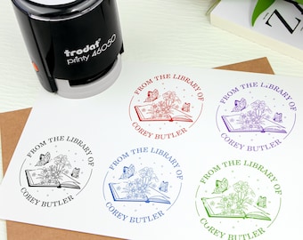 Book Stamp Personalized, Custom Stamp From the Library of Stamp, Book Embosser, Book Lover Gift, Custom Book Stamp, Self Inking Stamp