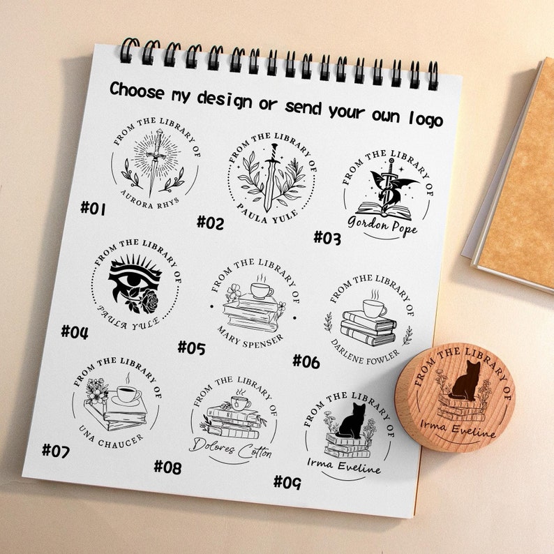 Library Stamp Design CUSTOM LIBRARY STAMP, From the Library of Stamp, Personalized Book ...