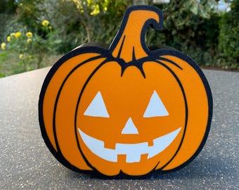 Halloween LED pumpkin light box – 3D printed, with remote control & USB connection – mood light for setting up and hanging