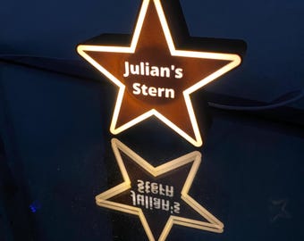 Personalizable LED night light star with desired text – 3D printing PLA USB lamp gift children's room decoration night light
