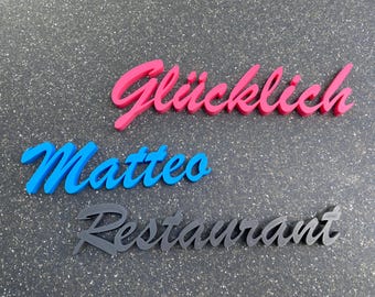 Personalized 3D lettering made of PLA – Individual name or desired word – Creative decoration, 15–25 cm wide – Unique gift idea