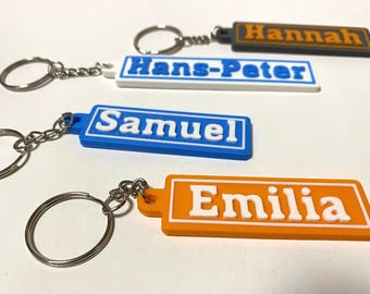 Personalized keychain with name 3D printed, colorful pendant, individual gift, personalized accessories, DIY