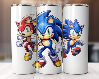 Envoltura para vaso de Sonic the Hedgehog: Diseño de sublimación para vaso delgado de 20 oz (descarga digital PNG)