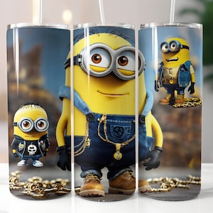 Vaso delgado de 20 oz con diseño de Minions, envoltura de vaso de Super Mario (PNG), diseño de sublimación (PNG), descarga digital (PNG) recta
