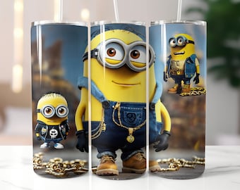 Envoltura para vaso de los Minions de Super Mario: vaso delgado de 20 oz PNG (descarga digital)