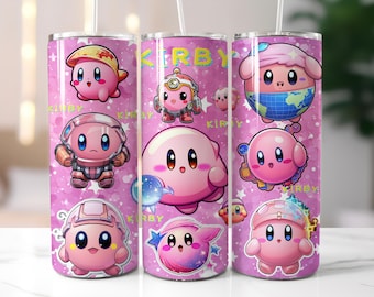 Diseño de sublimación para envoltorio de vaso Kirby: PNG de 23,5 x 20,8 cm (descarga digital)