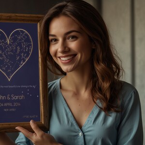 Carte des étoiles personnalisée | Cadeau d'anniversaire unique | Impression constellation de mariage | Poster Ciel nocturne personnalisé | Fichier numérique