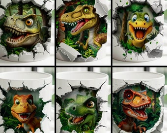 3D-mokomslag dinosaurus, 11 oz sublimatieontwerp (digitale download)