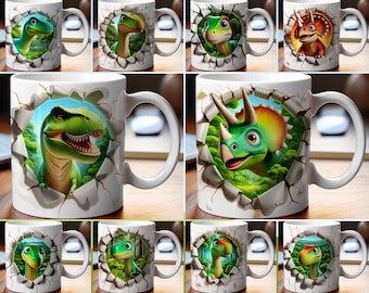 3D-mokomslag dinosaurus, 11 oz sublimatieontwerp (digitale download)