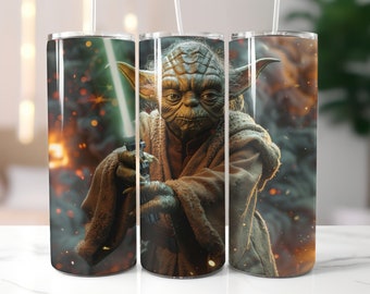 Yoda 20oz Tumbler Wrap, png, sublimatieontwerp (digitale download)