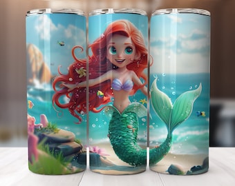 Little Mermaid Tumbler Wrap, 20oz Sublimation Design (PNG)