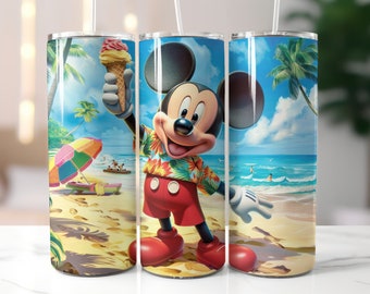 Mickey Mouse Beach Tumbler Wrap, 20oz Sublimation Design (PNG)
